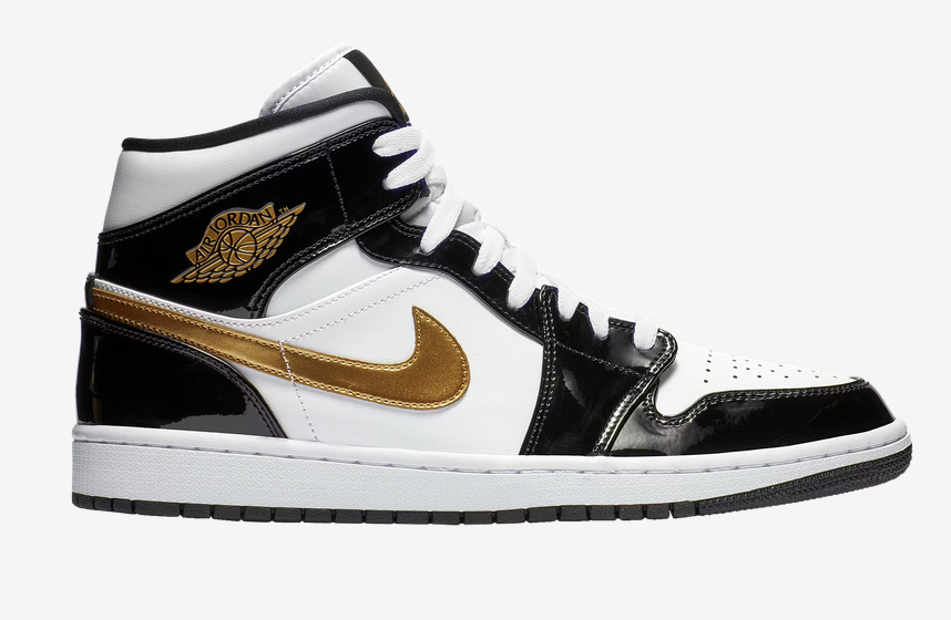 Men's Air Jordan 1 Metallic Gold/White/Black Shoes 0750